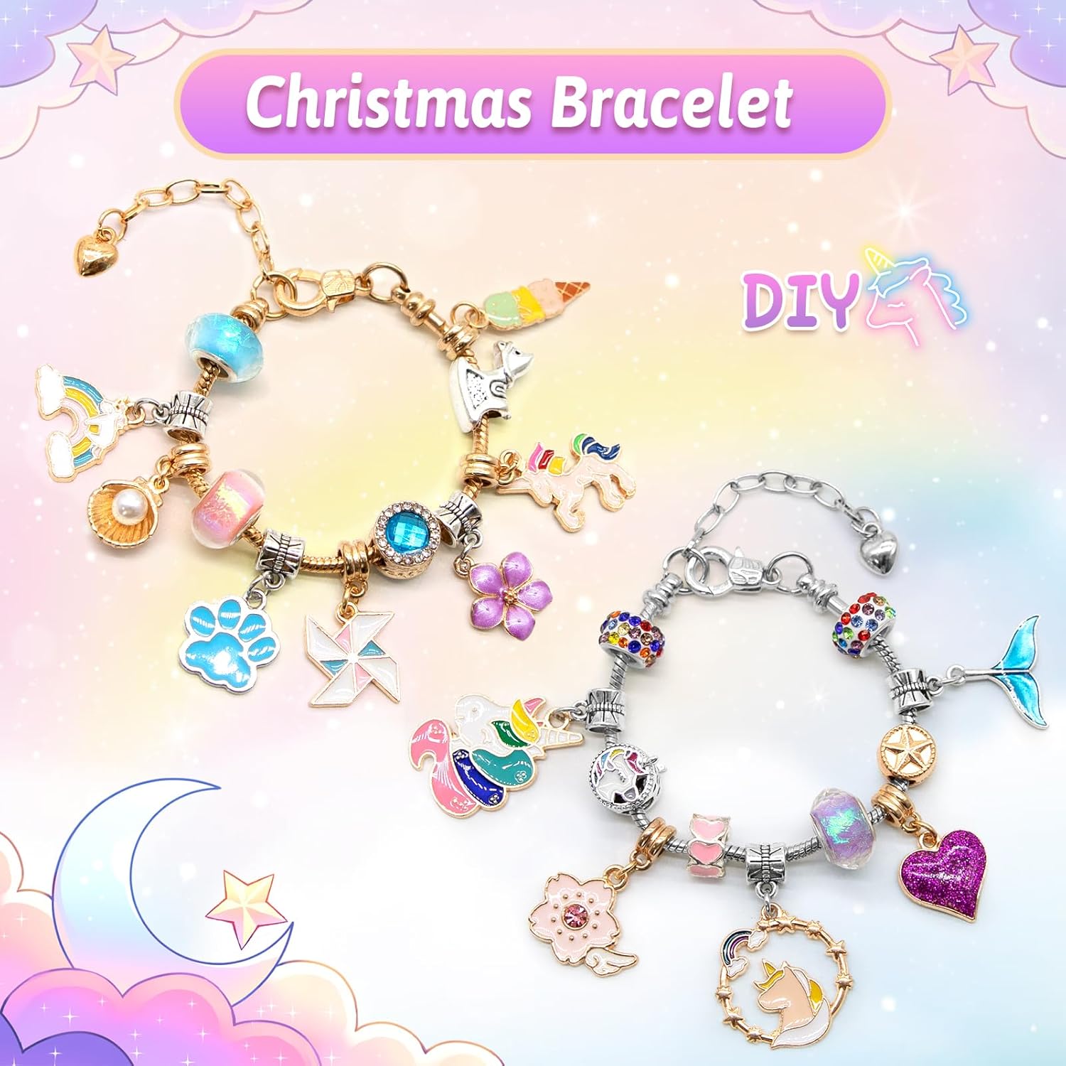 Doksving Calendario de Adviento 2023 para niñas, calendario de cuenta regresiva de Navidad de 24 días con 2 piezas de pulseras con dijes de