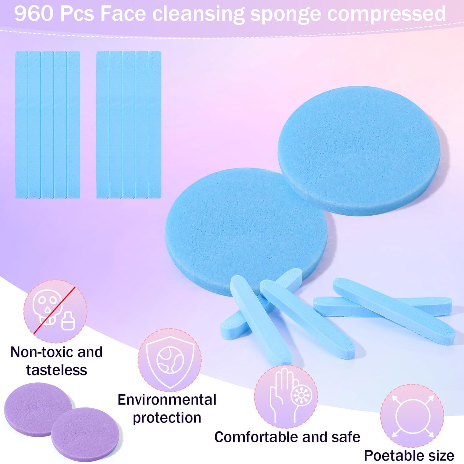 Mifoci 960 esponjas faciales comprimidas para esteticistas, almohadillas de esponja para eliminación de maquillaje, esponjas faciales redondas,