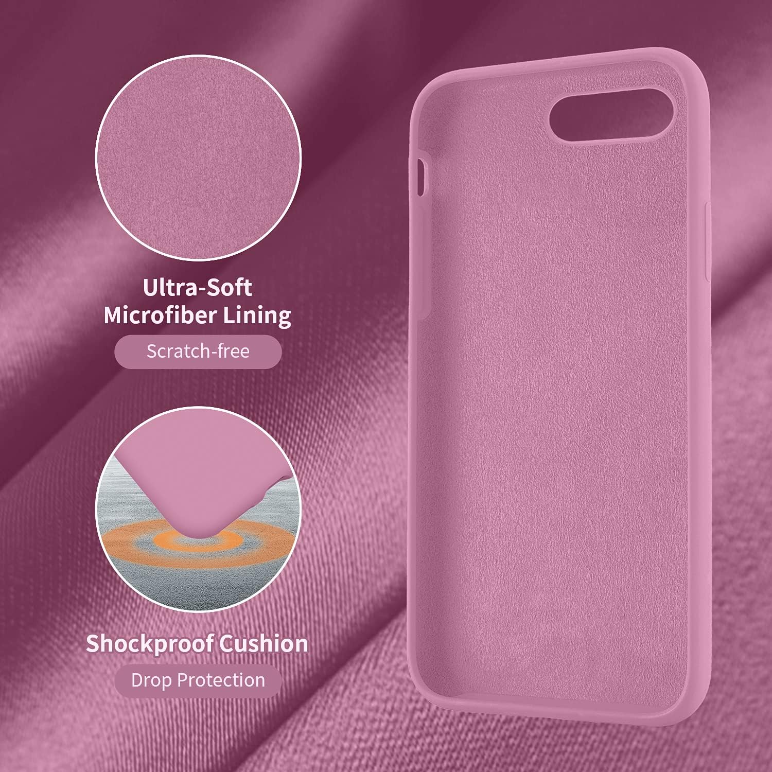 Funda Cordking de silicona para iPhone 8 Plus y iPhone 7 Plus, ultra delgada, a prueba de golpes, con forro de microfibra suave anti rayones, 5.5