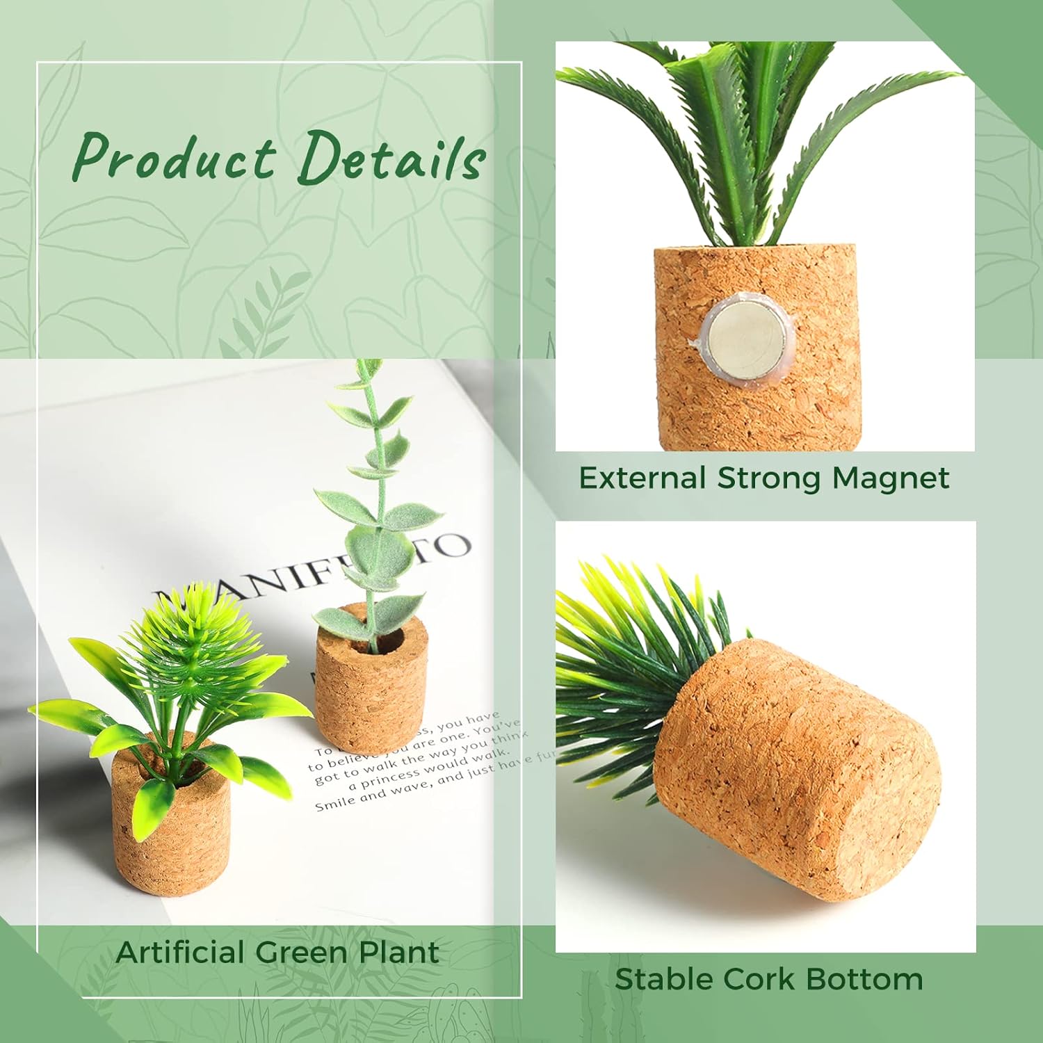JUSTDOLIFE Imanes de plantas para nevera, mini imanes de suculentas, plantas artificiales, imanes para refrigerador, plantas suculentas en maceta,