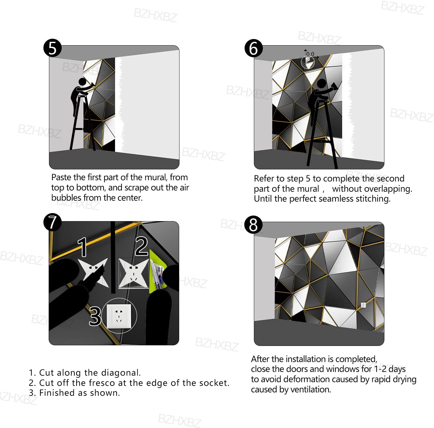 BZHXBZ – Papel tapiz geométrico negro y dorado para dormitorio, murales grises, oficina moderna, decoración de habitación de hombre, sala de estar,