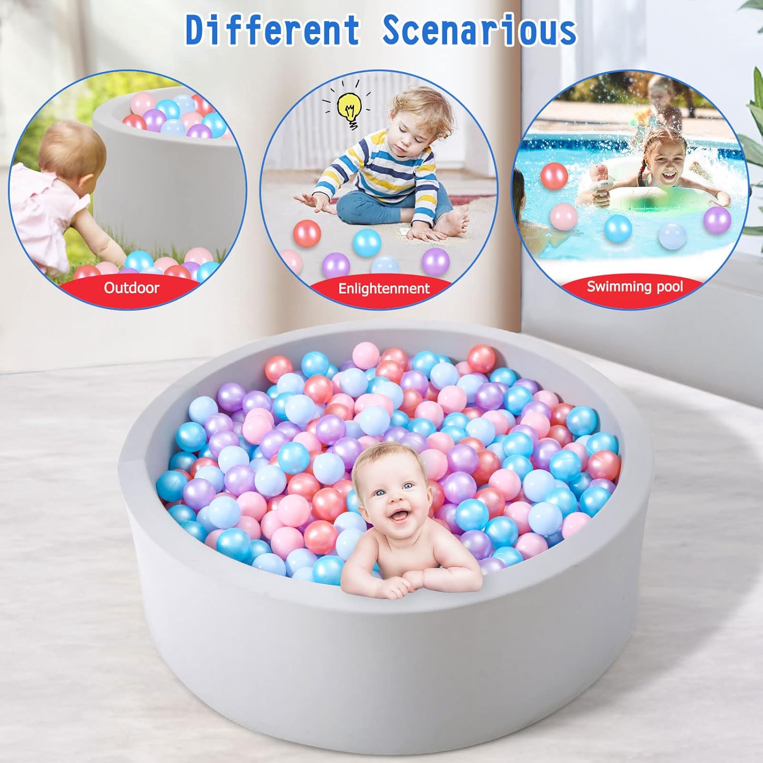 Pelotas para hoyos de bolas, sin ftalatos, sin BPA, bolas de plástico no tóxicas para niños y diversión para jugar