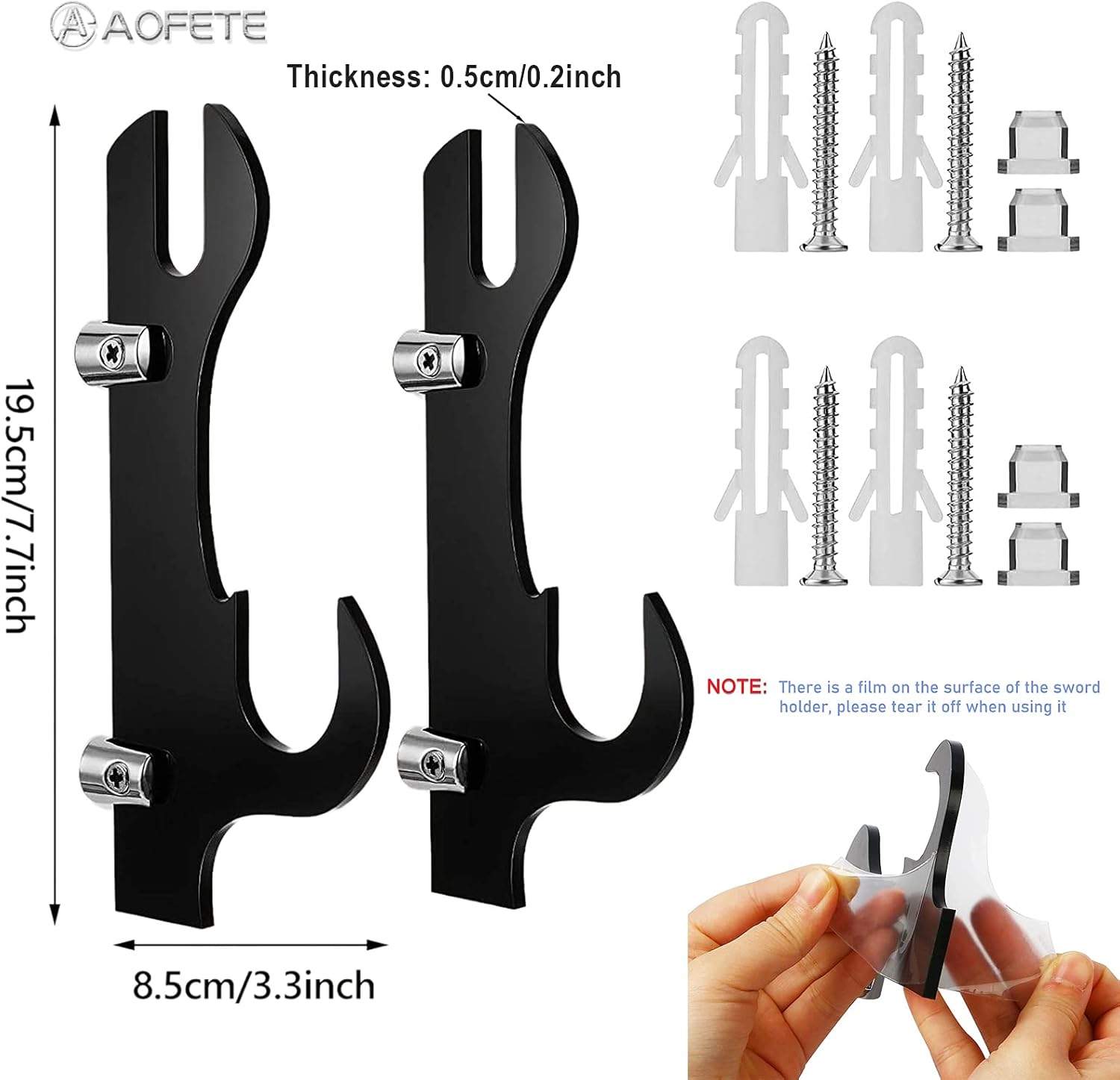 Soporte para espadas, 1 par de ganchos de espada de acrílico, ajustable, para Katana Wakizashi Tanto Genji