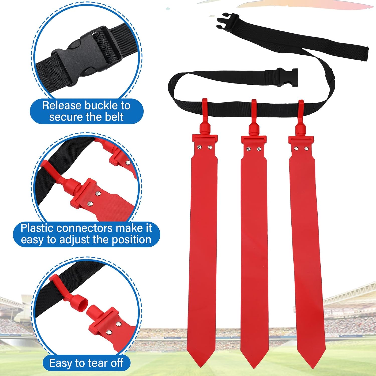 Newwiee Flag Football Set Includes 12 Belts,3 Flags Per Belt, 12 Scrimmage Vests 12 Cones and Bag
