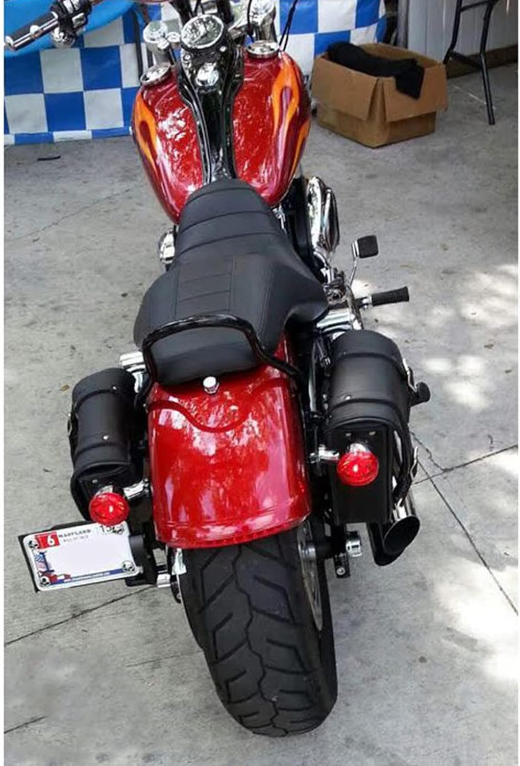 GARGOYLE BELLS Bolsas de cuero para sillín de motocicleta, bolsa de brazo oscilante para softails y helicópteros, bolsas de equipaje de motocicleta,