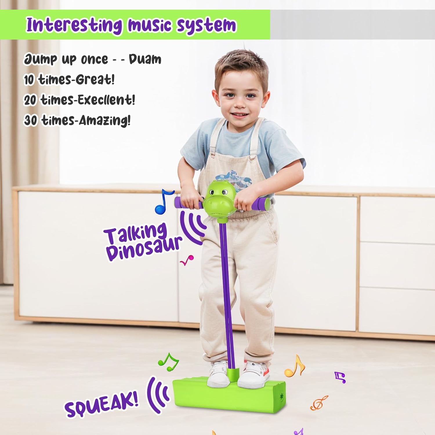 Palo de dinosaurio con cuenta, voces de aliento, música y luz para niños de 3 a 10 años, juguetes de espuma para niños y niñas de hasta 250 libras,