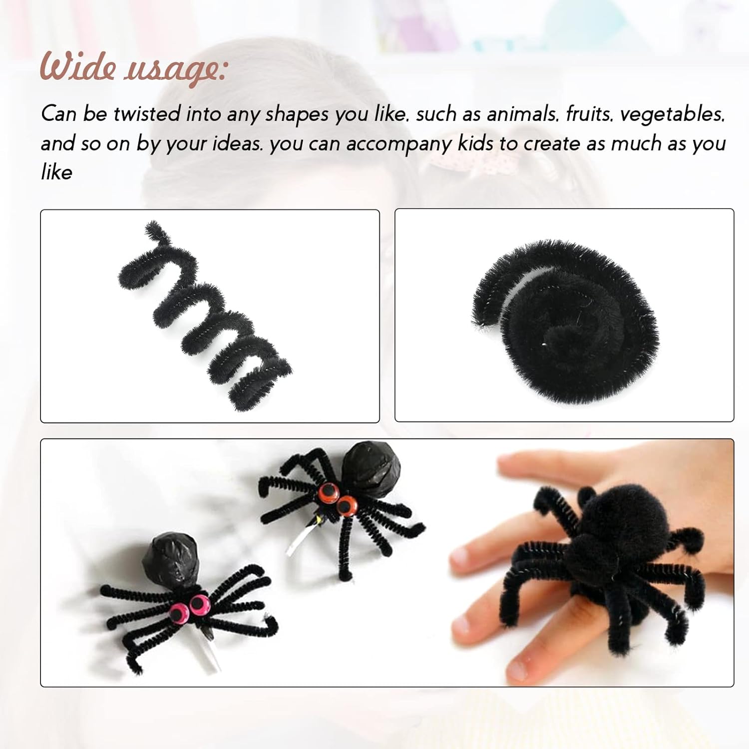 FirstKitchen Limpiadores de pipas para manualidades, 200 piezas de limpiador de tuberías negras para manualidades, 0.236 in x 12 pulgadas, tallos de