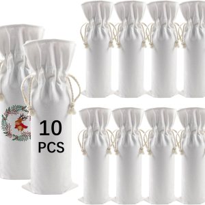 10 bolsas de regalo de vino de sublimación en blanco, bolsa de lona para botella de vino con cordón, adecuada para sublimación, serigrafía, graffiti 10 bolsas de regalo de vino de sublimación en blanco, bolsa de lona para botella de vino con cordón, adecuada para sublimación, serigrafía, graffiti