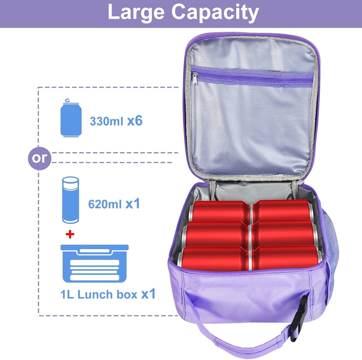 Samhe Lonchera para niñas y niños, bolsa de mano aislada con diseño de arco iris, a prueba de fugas, térmica, reutilizable, para la escuela, la