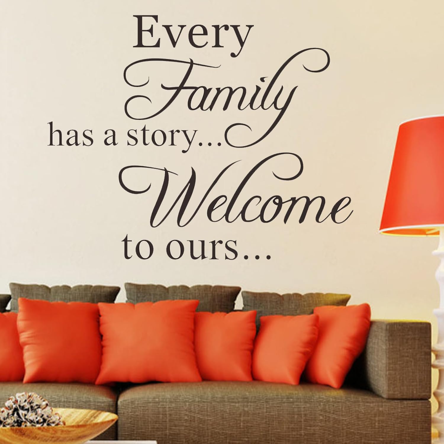 Calcomanías de vinilo con citas para pared, texto en inglés Every Family Has a Story Welcome to Ours Saying (Every Family Has a Story Welcome to