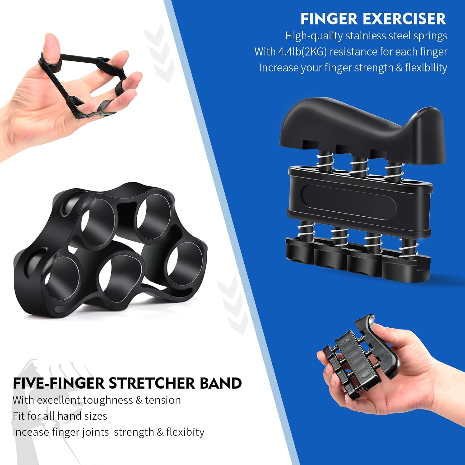 SOUFORCE Kit de fortalecimiento de agarre de mano (paquete de 7), entrenador de fuerza de agarre ajustable, entrenador de entrenamiento de