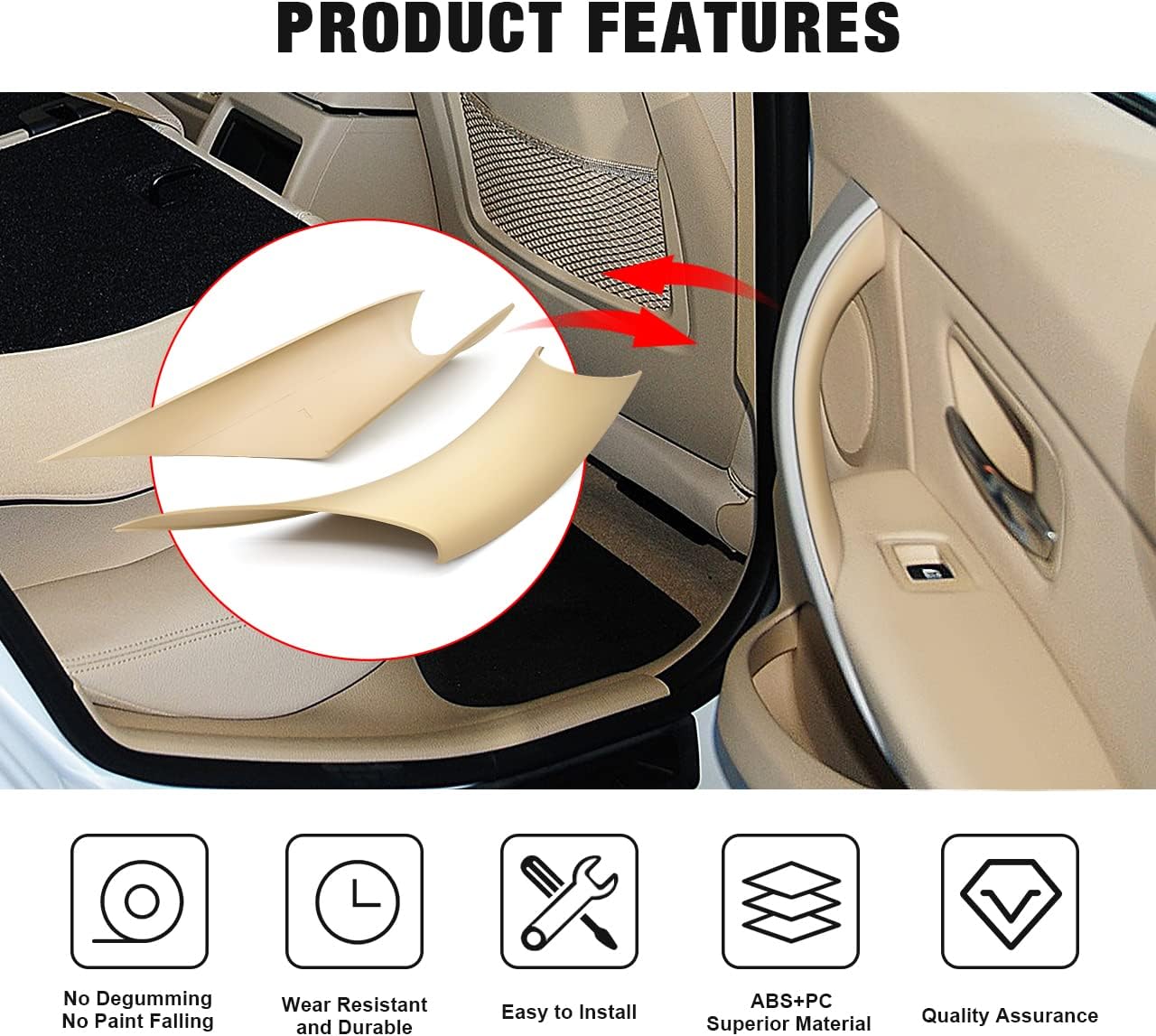 KVR Cubiertas para manijas de puerta compatibles con 3 series F30 F31 F34 F80 2012-2018, 4 series F32 F33 F36 F82 F83 2014-2017, 2 cubiertas para