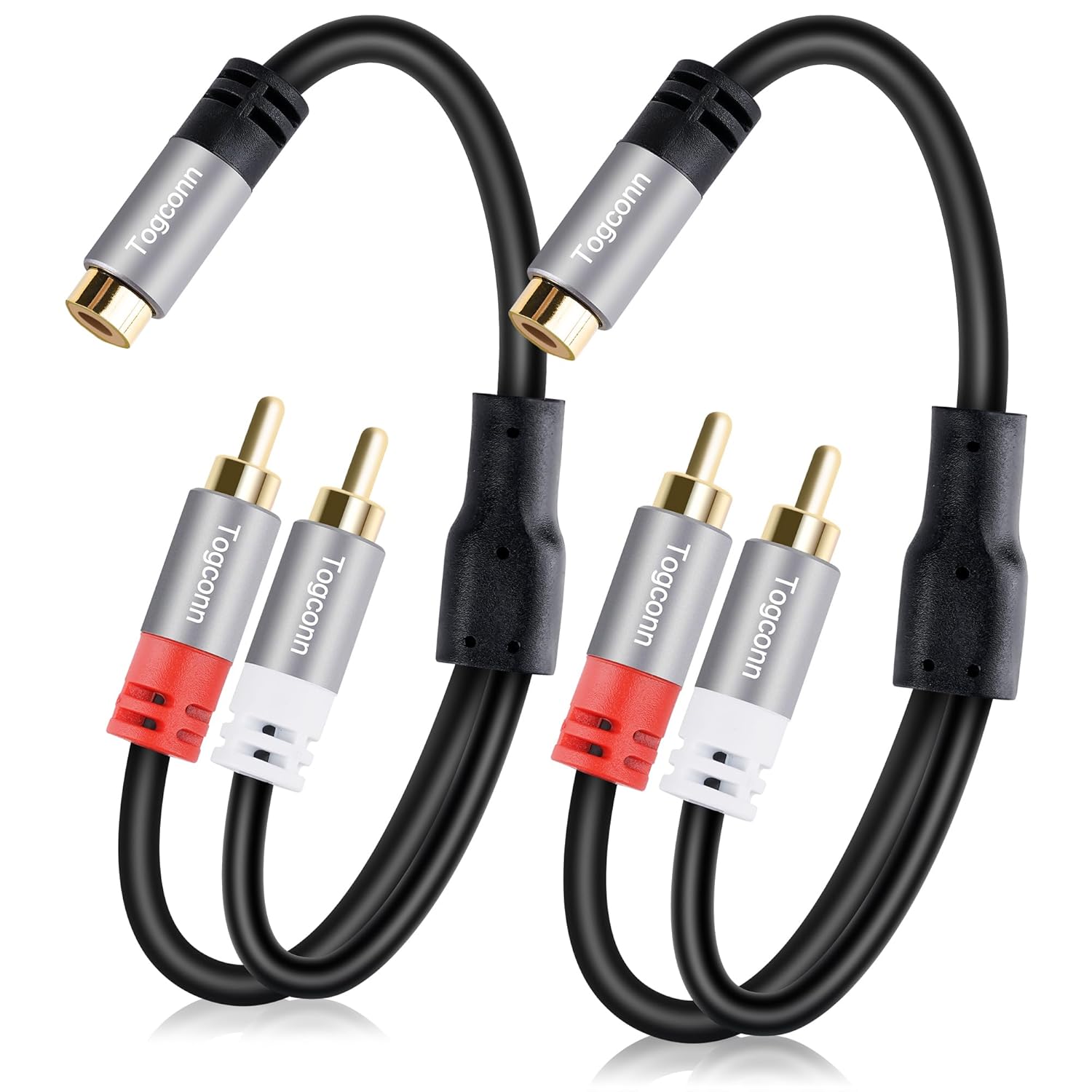 Cable divisor RCA Y-RCA, 1 RCA hembra a 2 RCA macho altavoz de audio adaptador Y, cable divisor de audio RCA corto para audio de automóvil,