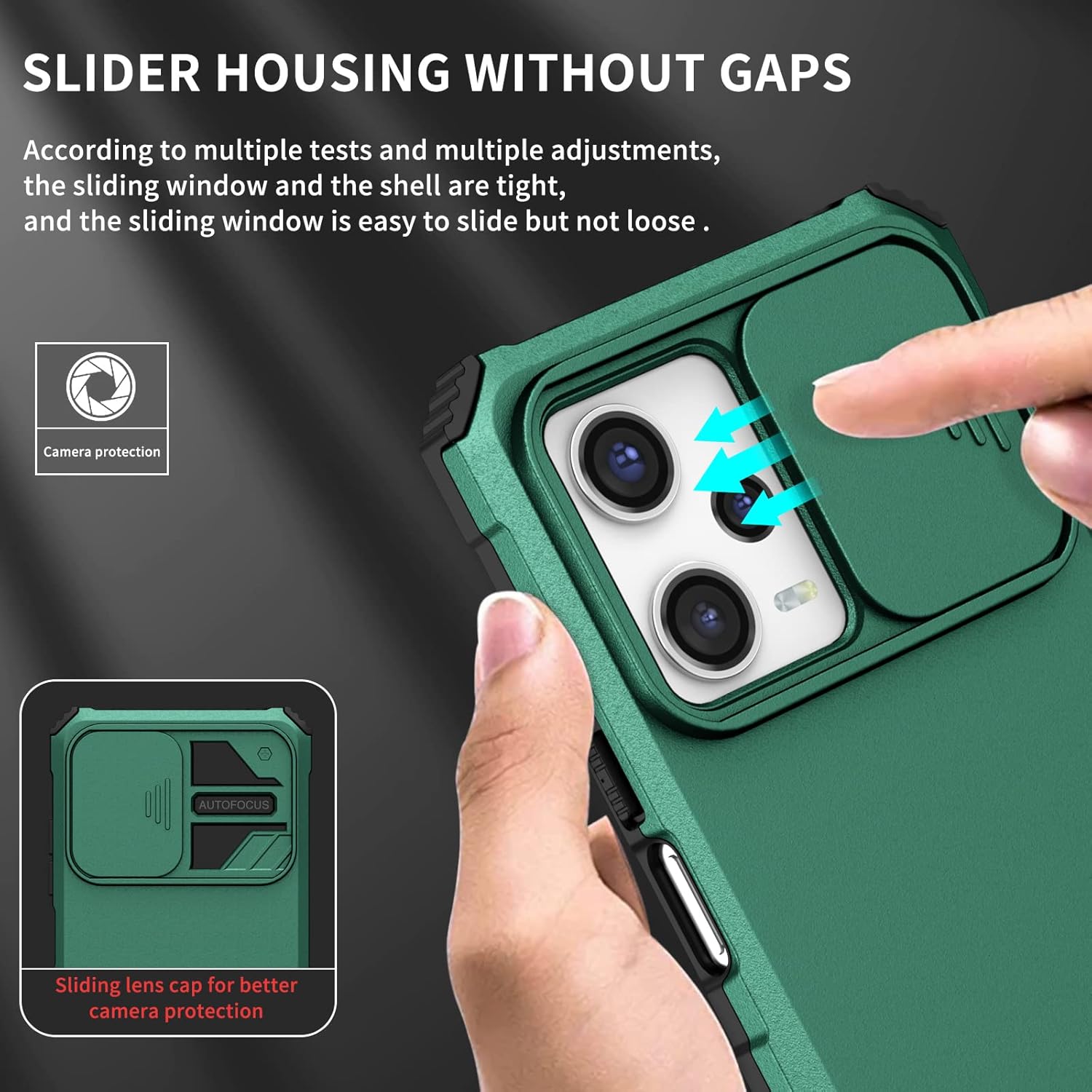 Ysnzaq Funda para Xiaomi Redmi Note 12 Pro con cámara deslizante, cubierta protectora delgada a prueba de golpes con soporte para Xiaomi Redmi Note