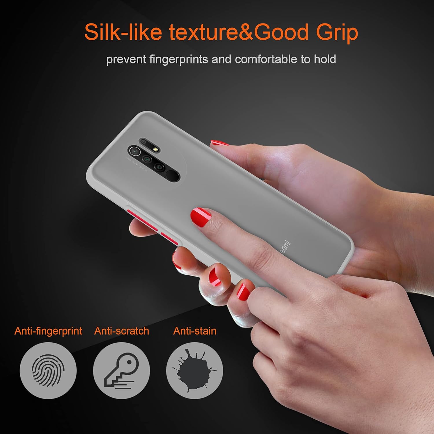 Funda compatible con Xiaomi Redmi 9 en transparente esmerilado – Funda para teléfono móvil con silicona TPU interior y parte trasera de plástico
