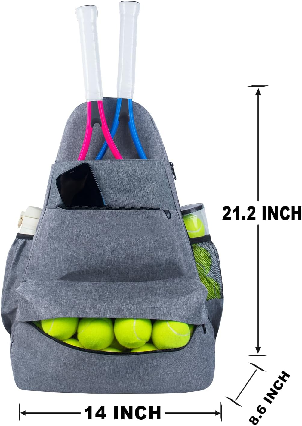 Raqueta de tenis con bolsa de tenis, raqueta de tenis para adultos, raqueta de tenis de 27 pulgadas con mochila multifuncional de gran capacidad