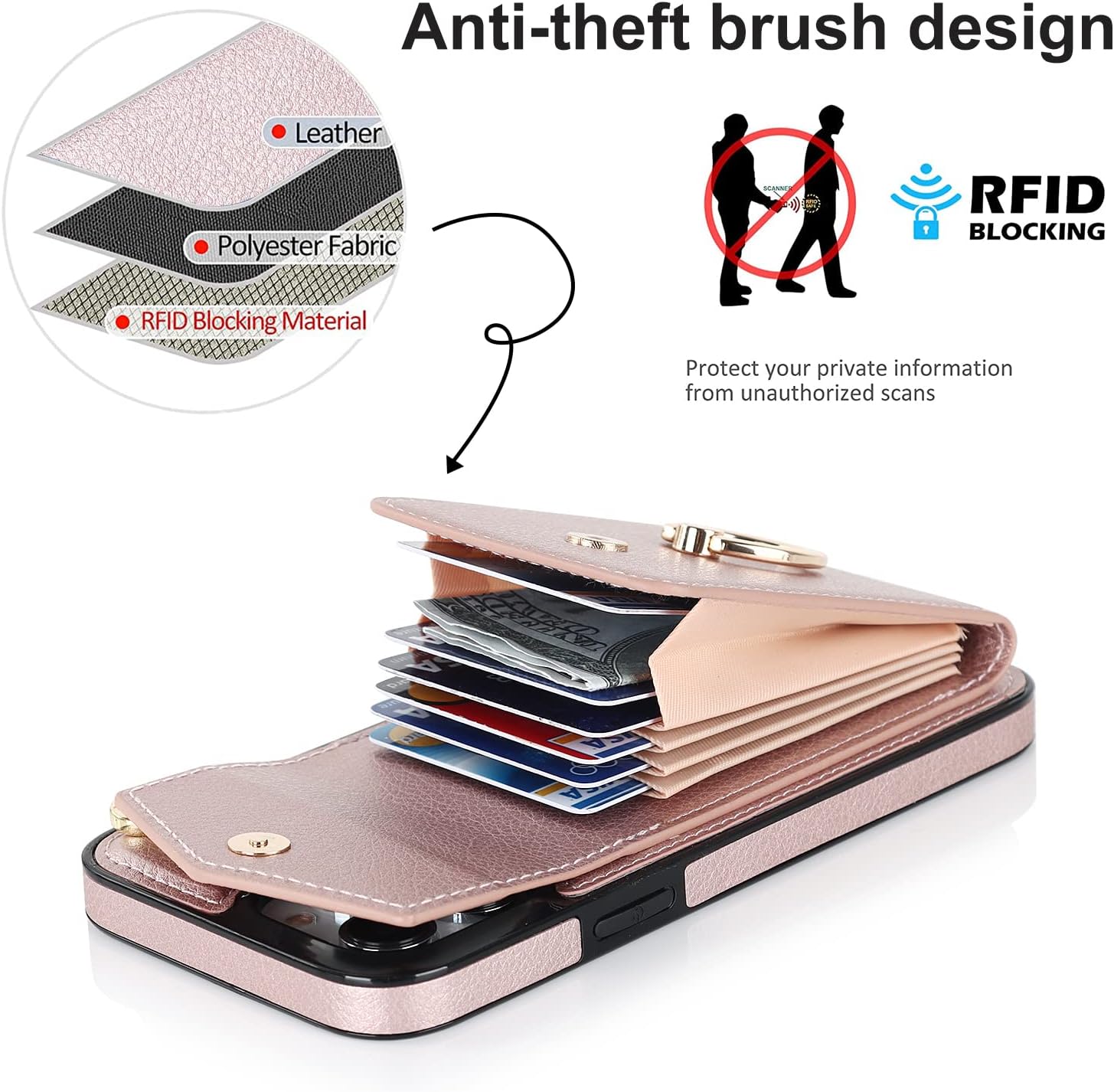 Asuwish Funda de teléfono para iPhone 12 Pro iPhone12 6.1 Funda tipo cartera con protector de pantalla de vidrio templado y anillo de bloqueo RFID,