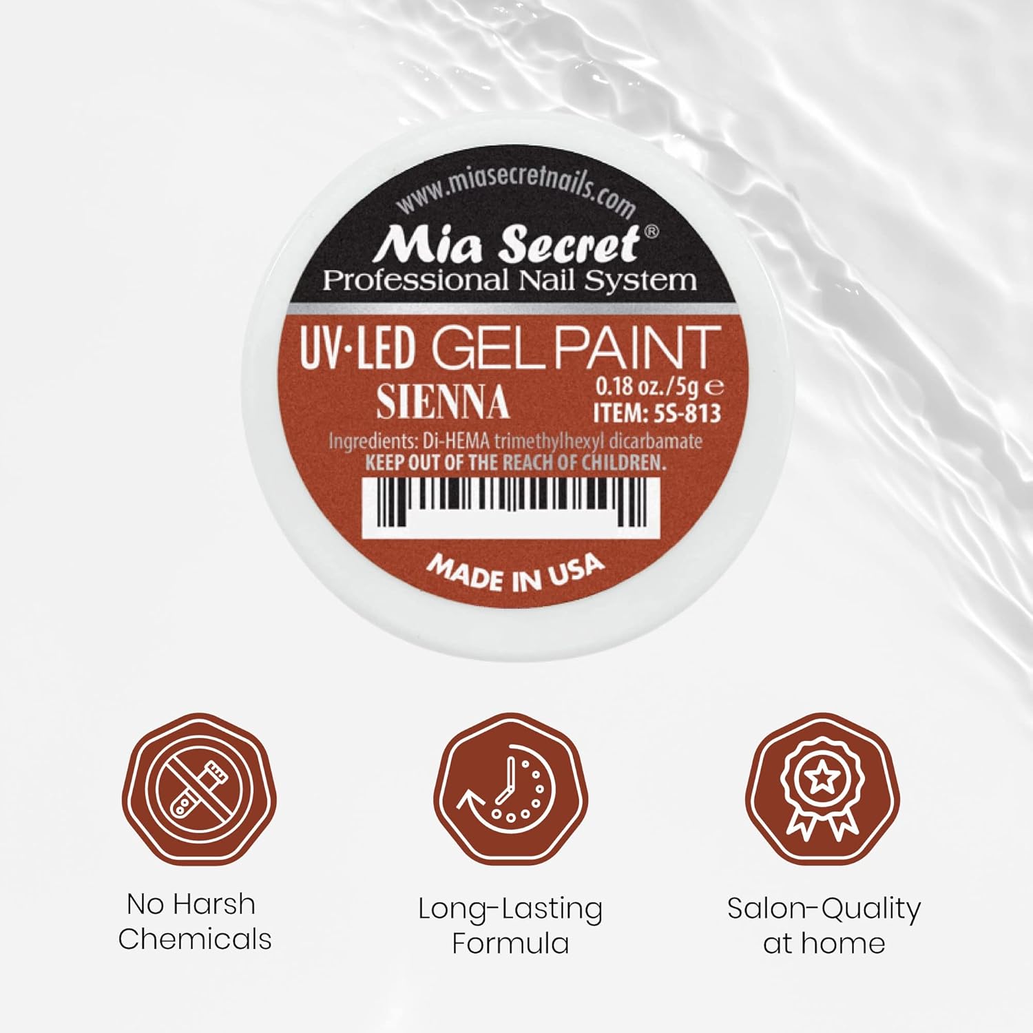 Mia Secret Sistema de uñas profesional UVLED Gel Paint – 0.18 oz (Sienna)