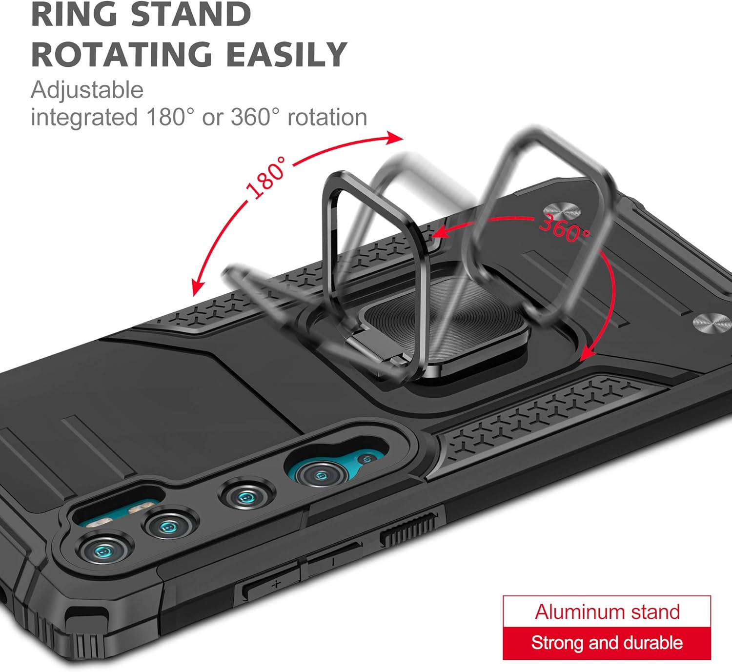 Asuwish Funda de teléfono para Xiaomi Mi Note 10Note10ProCC9 Pro con cubierta protectora de pantalla de vidrio templado y soporte de anillo delgado