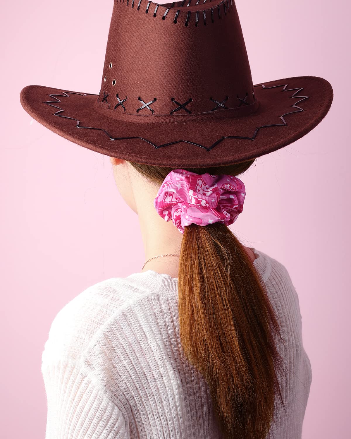 CiyvoLyeen Let’s Go – Coleteros para el pelo para niñas, con estampado de vaca occidental, cuerdas elásticas para cola de caballo de discoteca,