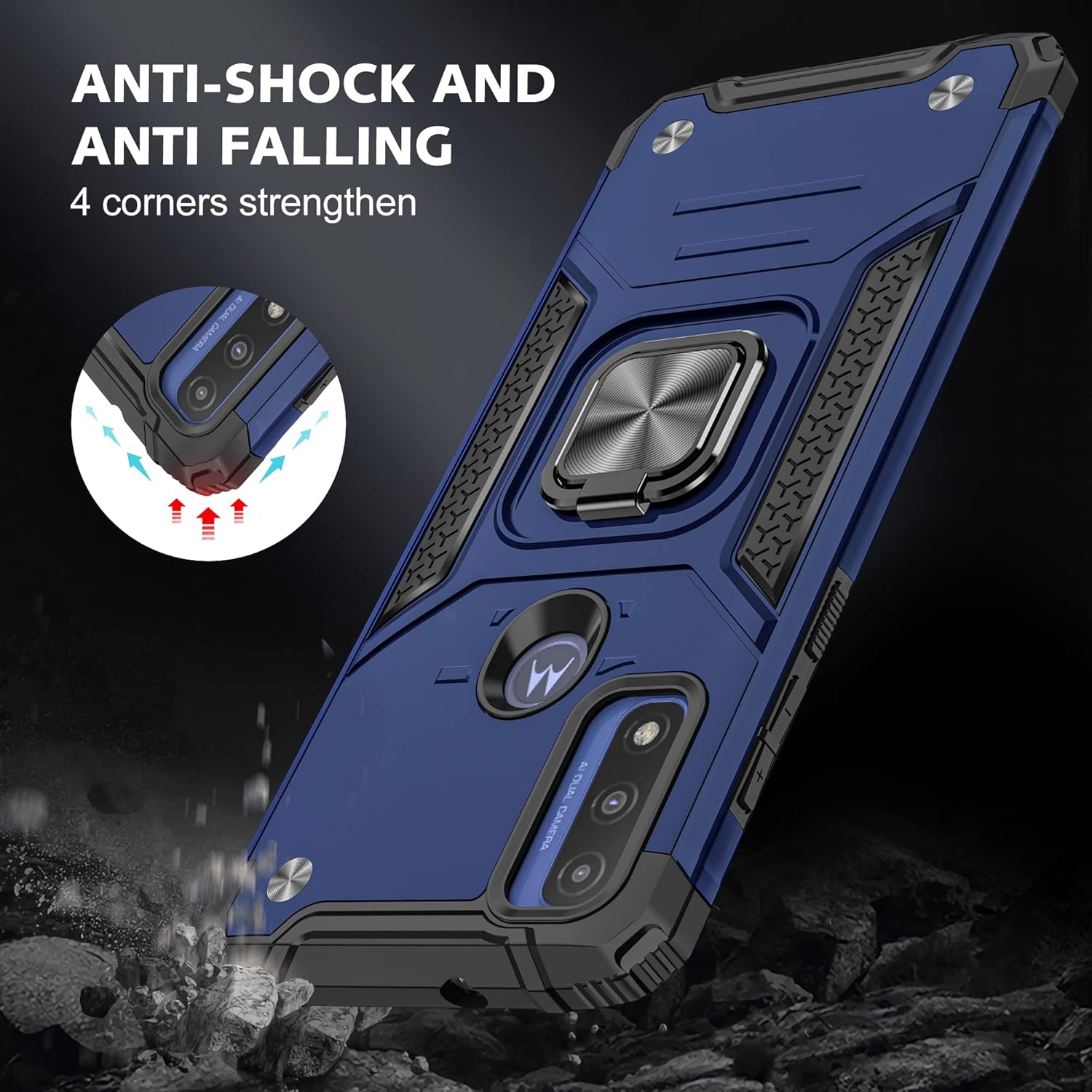 YmhxcY Funda para Moto G Pure, funda Moto G Power 2022, grado militar funda para teléfono con soporte de anillo para Moto G PureMoto G Power 2022-YY