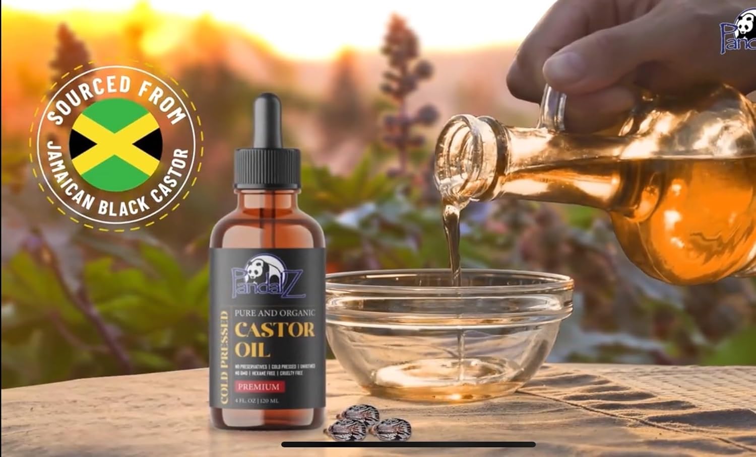 Aceite de ricino (4 onzas), orgánico certificado por USDA, 100% puro, prensado en frío, sin hexano, estimula el crecimiento de pestañas, cejas,