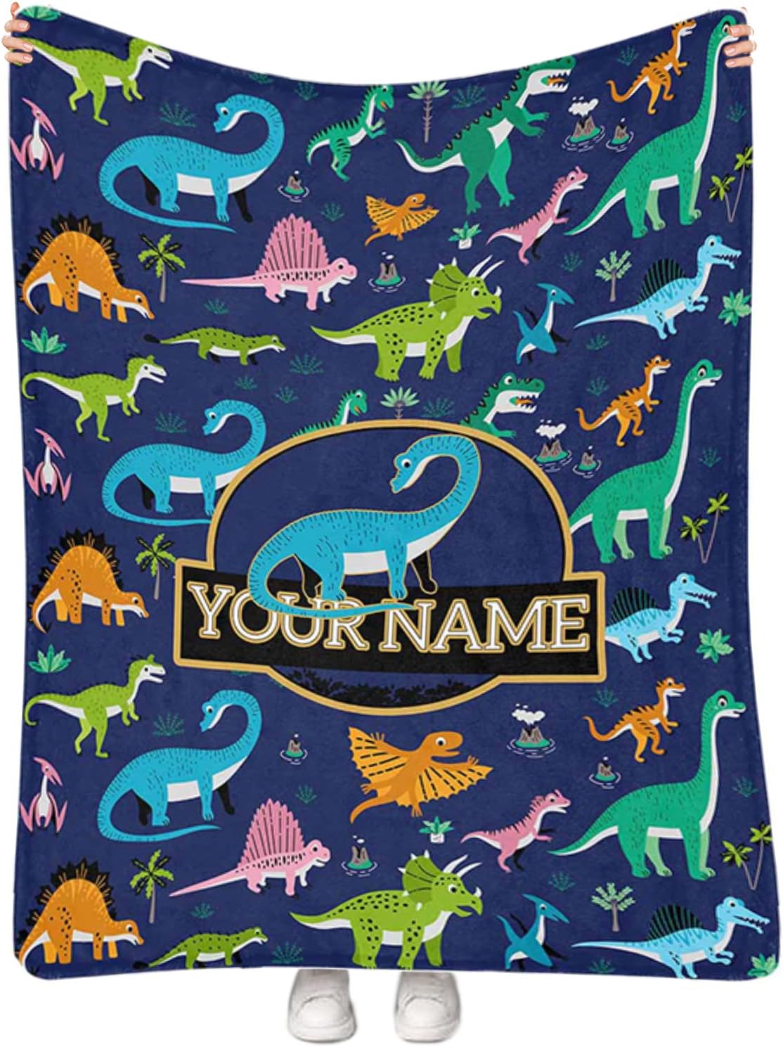 Artsadd Regalos personalizados de dinosaurios para niños, manta de bebé personalizada con nombre, manta de vellón personalizada de dinosaurio para