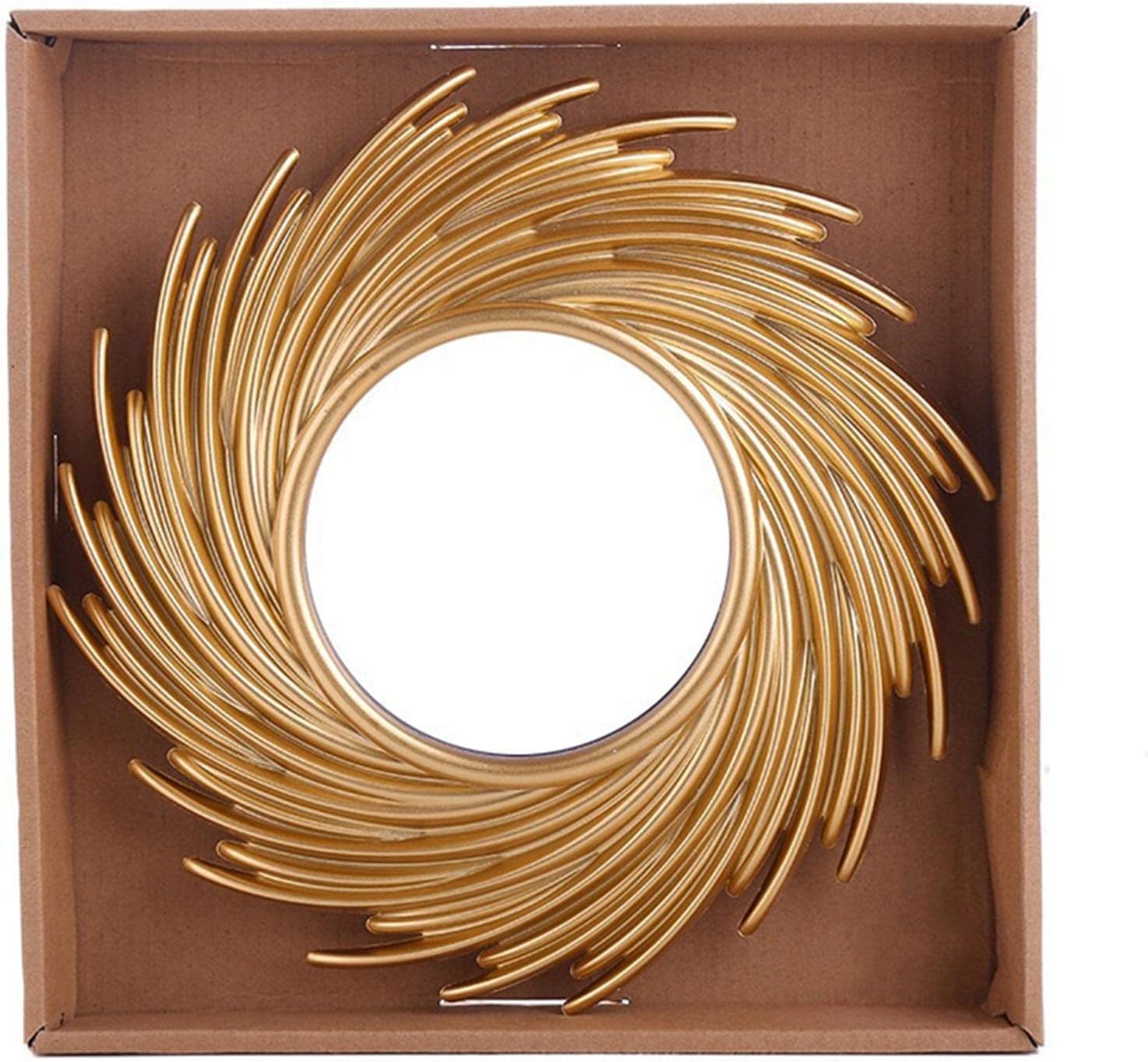 Sunburstt – Espejo de pared dorado de 10 pulgadas, pequeño espejo de pared de metal para decoración del hogar, espejo colgante estilo dormitorio,