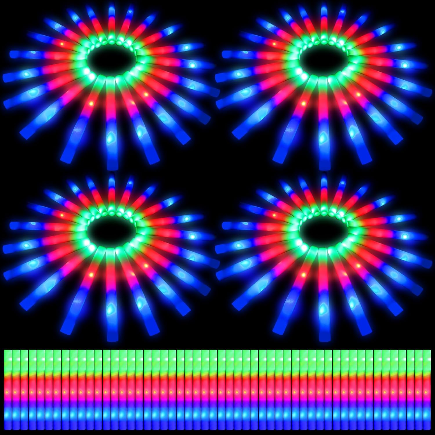 Libima 350 varillas de espuma LED que brillan a granel, 3 modos intermitentes que brillan en la oscuridad, para recuerdos de fiesta, cumpleaños,
