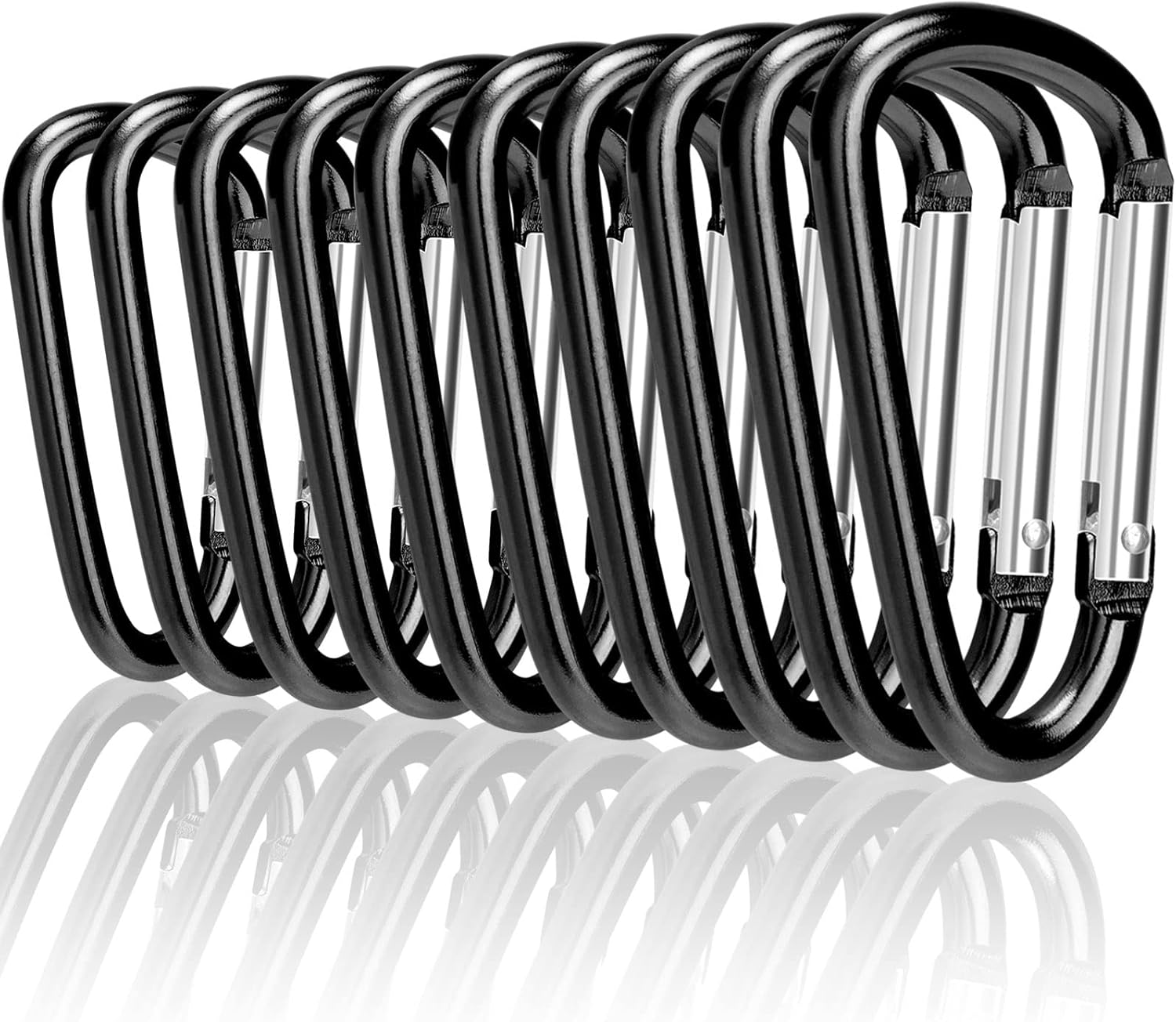 Carabiner Clips, Upins Aluminum Locking Spring Hook Keychain D Shape Heavy Duty Buckle Pack Carabiners Clip Lock Snap Hooks Backpack Clip