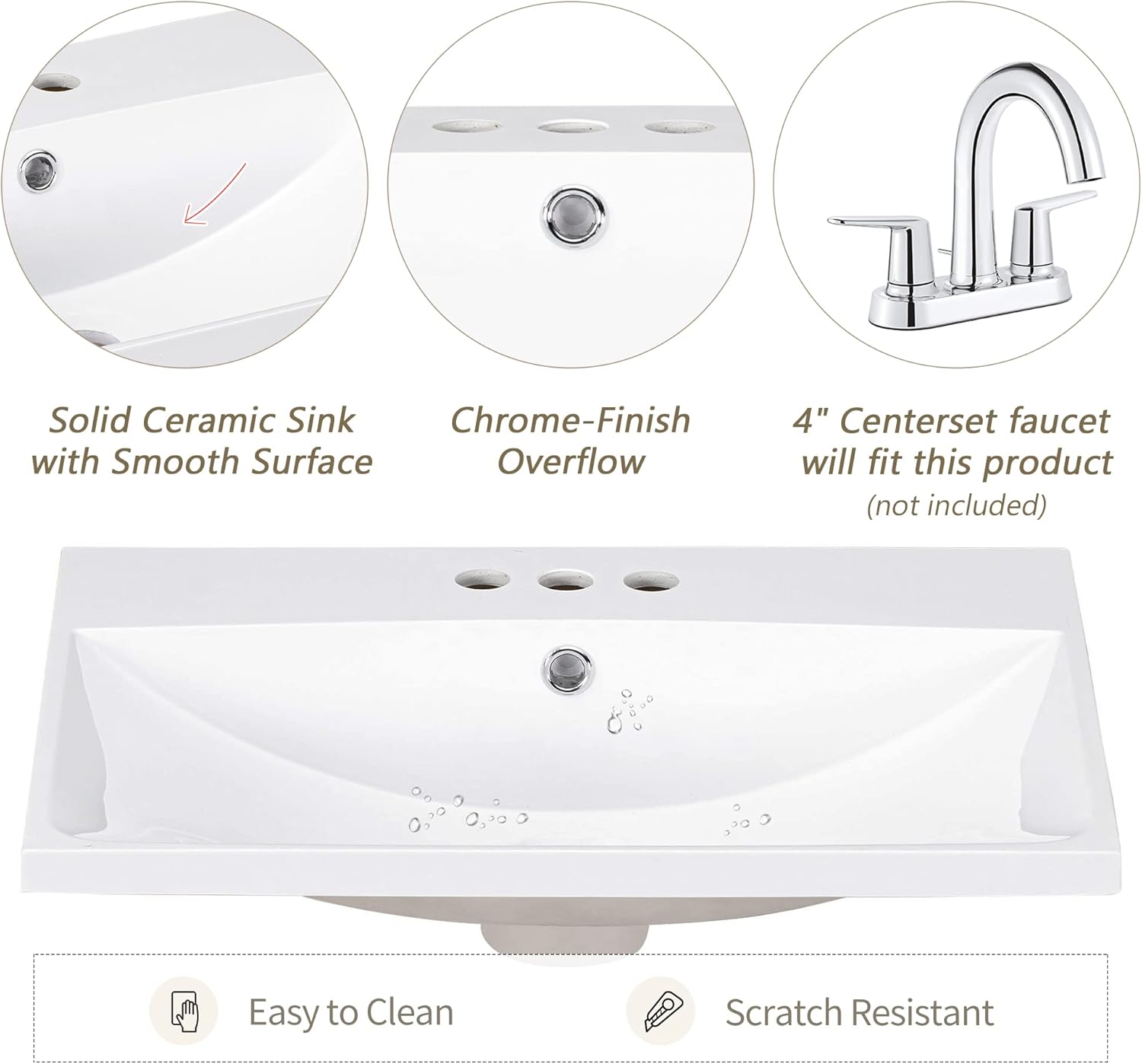 P PURLOVE Mueble de baño de 24 pulgadas con fregadero, armario de almacenamiento de baño con puertas y estante abierto, juego de fregadero de madera