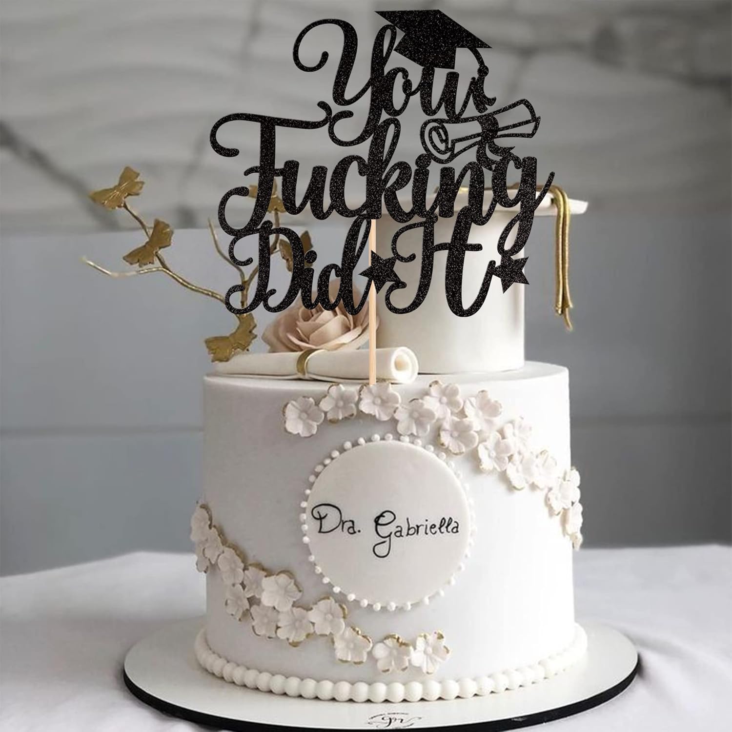 1 pieza de decoración para tartas con purpurina hecha para diploma de clase de 2024 Congrad Grad, selección de pasteles, felicitaciones,