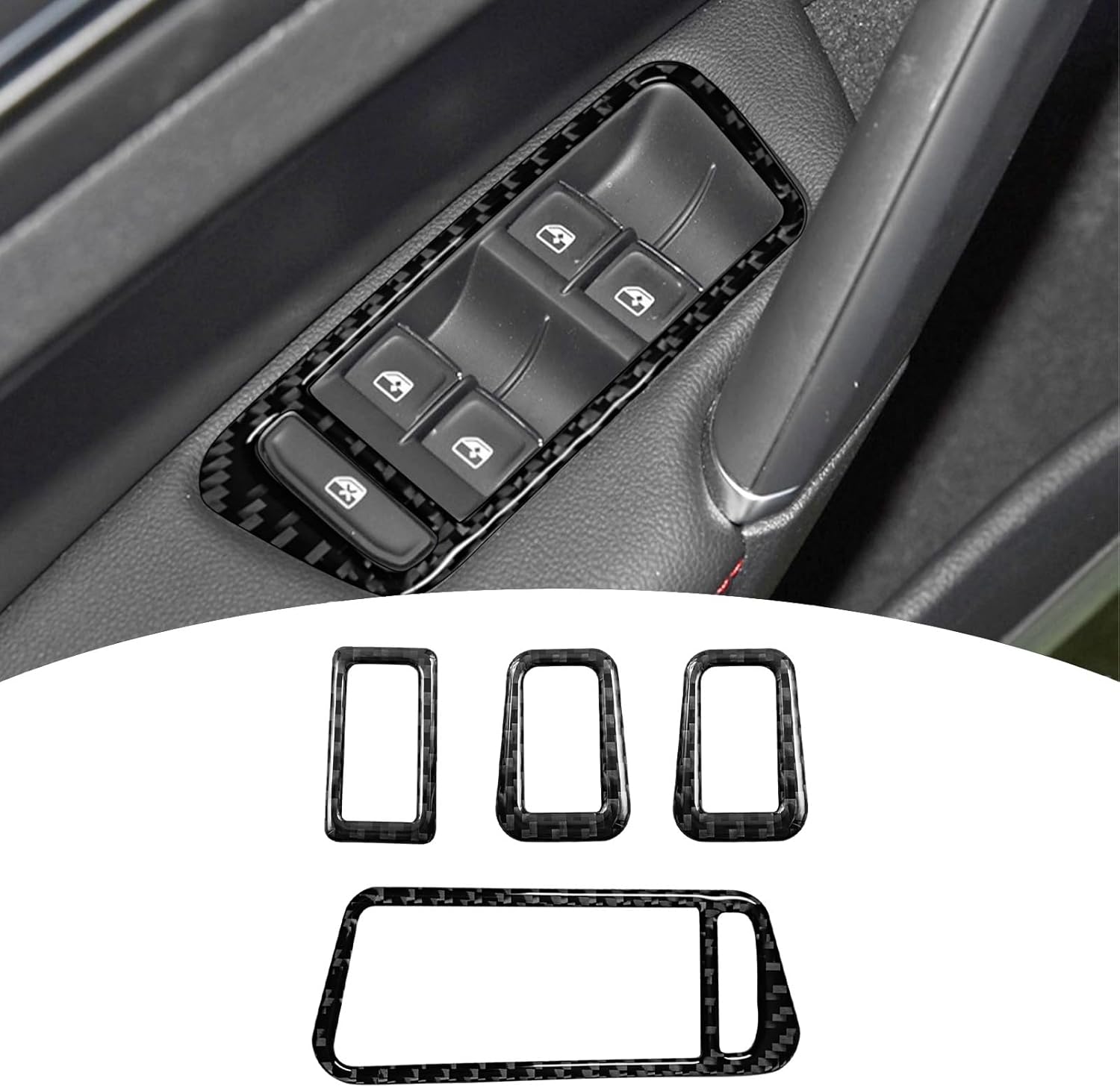 Compatible con interruptor de elevación de ventana de coche, adhesivo de control de botón de fibra de carbono, accesorios interiores para Volkswagen