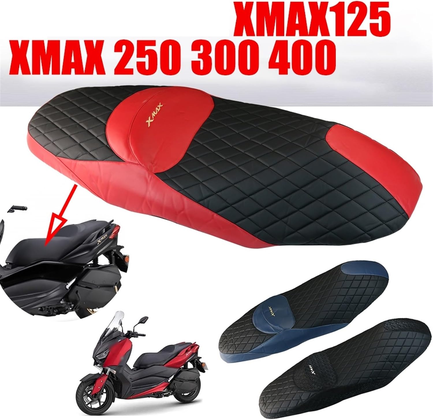 Juego de asiento para Y-AMAHA XMAX300 XMAX250 Xmax 300 X-MAX 250 125 400 Accesorios de motocicleta Funda de cojín de asiento Funda de cojín de