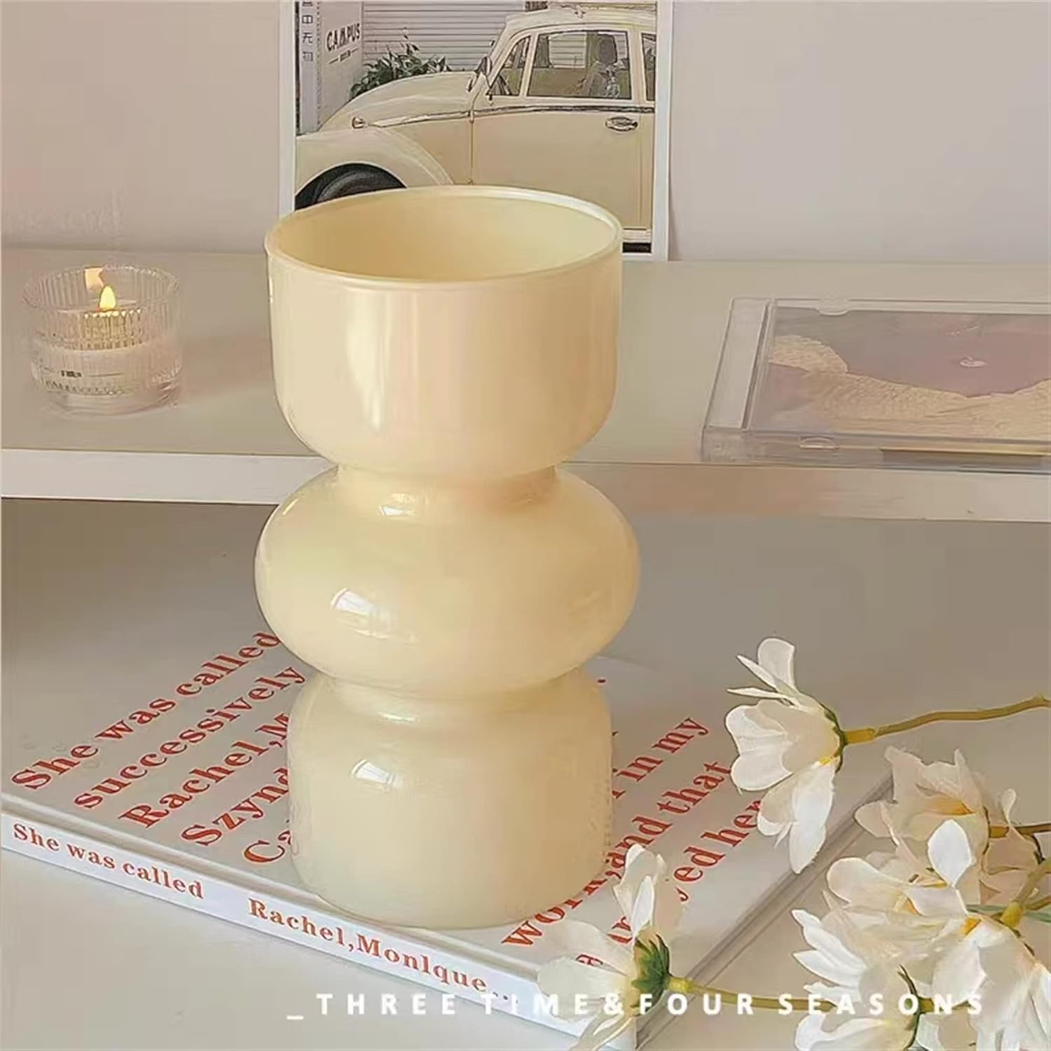 Florero hidropónico de vidrio, florero de burbujas de vidrio de color de 7 pulgadas de alto para flor, jarrón de vidrio funky de tres capas para el