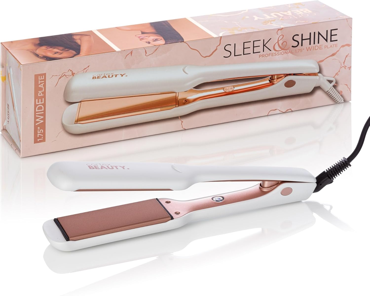 Cortex Beauty – Plancha de Cabello, plancha de pelo profesional de peluquería, pelo liso, diseño de placa ancha, placa de 1.75 pulgadas de ancho.