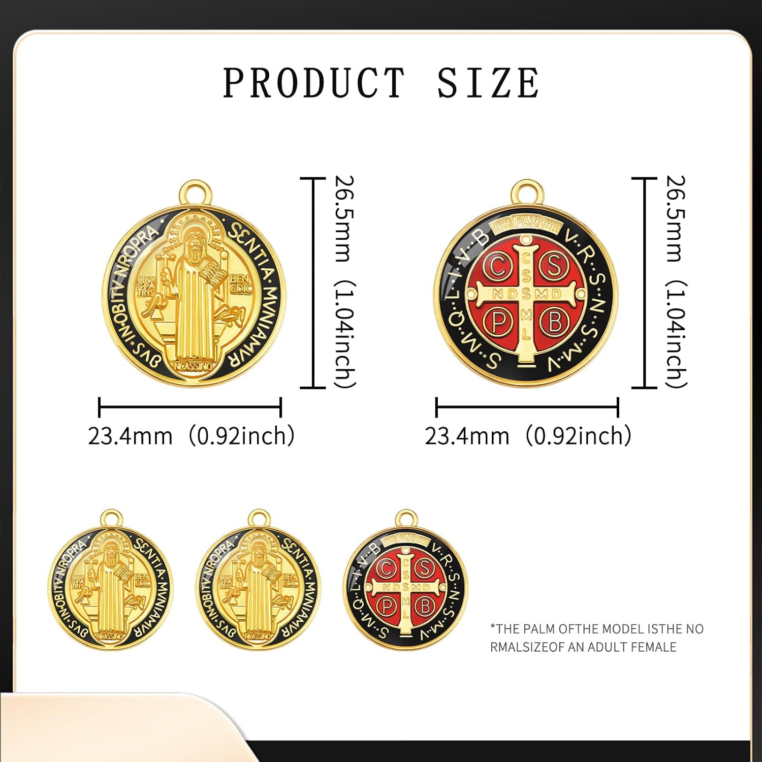YionZian 10 dijes coloridos esmaltados de la medalla de Jesús Cruz de San Benito, colgantes de aleación para bricolaje, regalos religiosos,