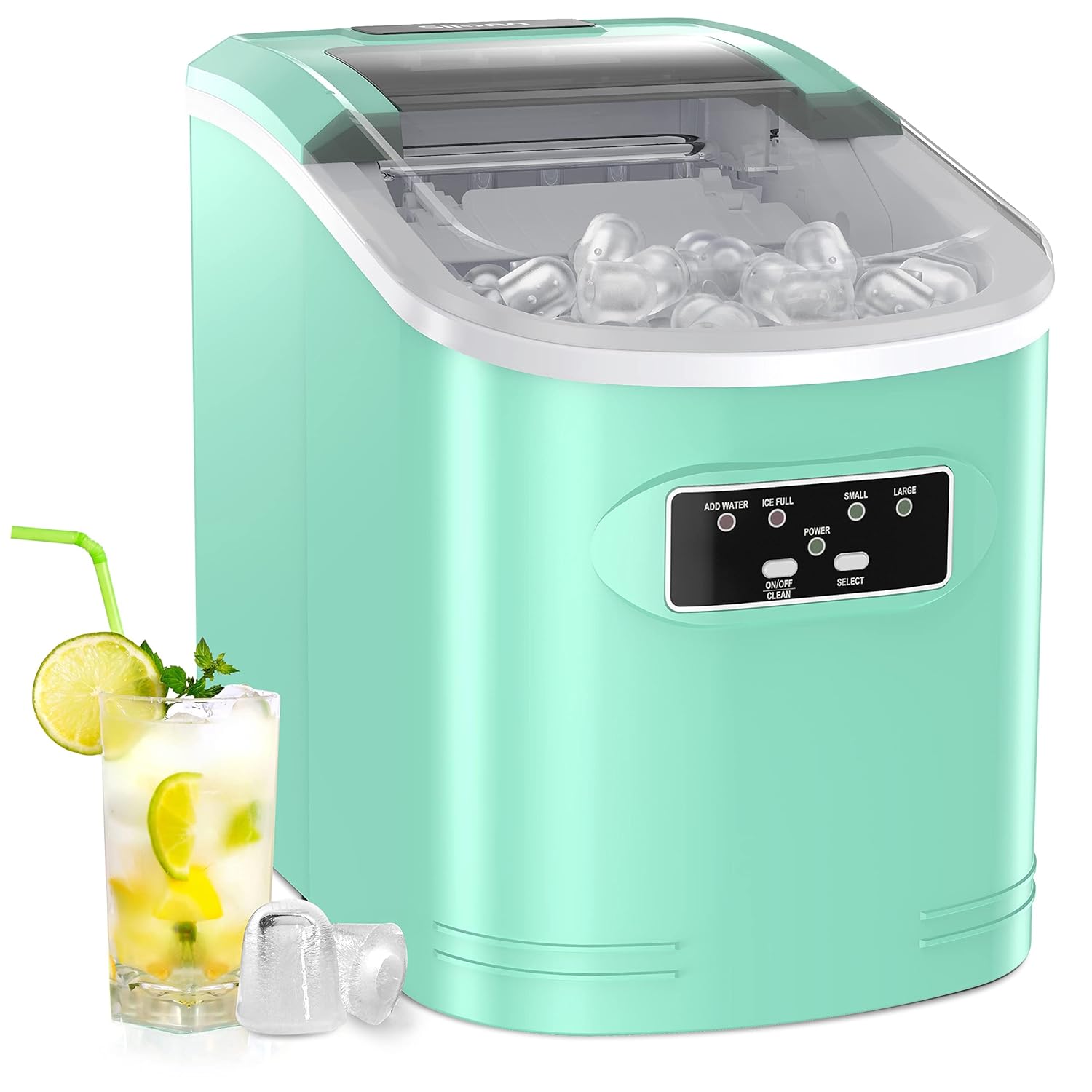 Silonn Máquina para hacer hielo, 26 libras en 24 horas, 9 cubos listos en 6 minutos, máquina de hielo autolimpiable, máquina de hielo portátil