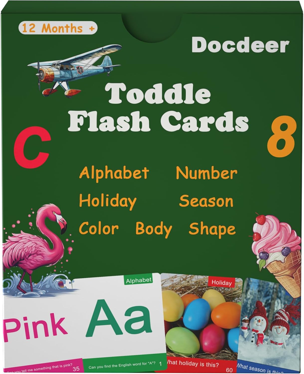 Tarjetas didácticas para niños pequeños de 1, 2, 3, 4 años, aprende con forma de número del alfabeto, cuerpo – Tarjetas didácticas de aprendizaje