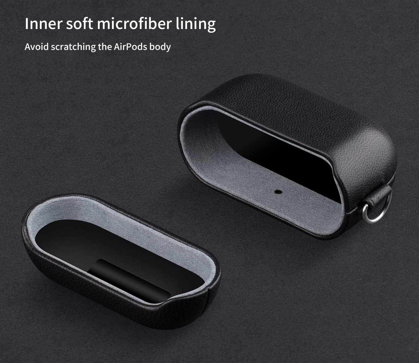 lopie – Funda de cuero compatible con AirPods de 3 generación, hecha a mano con llavero para AirPods 3, funda protectora portátil con clip de