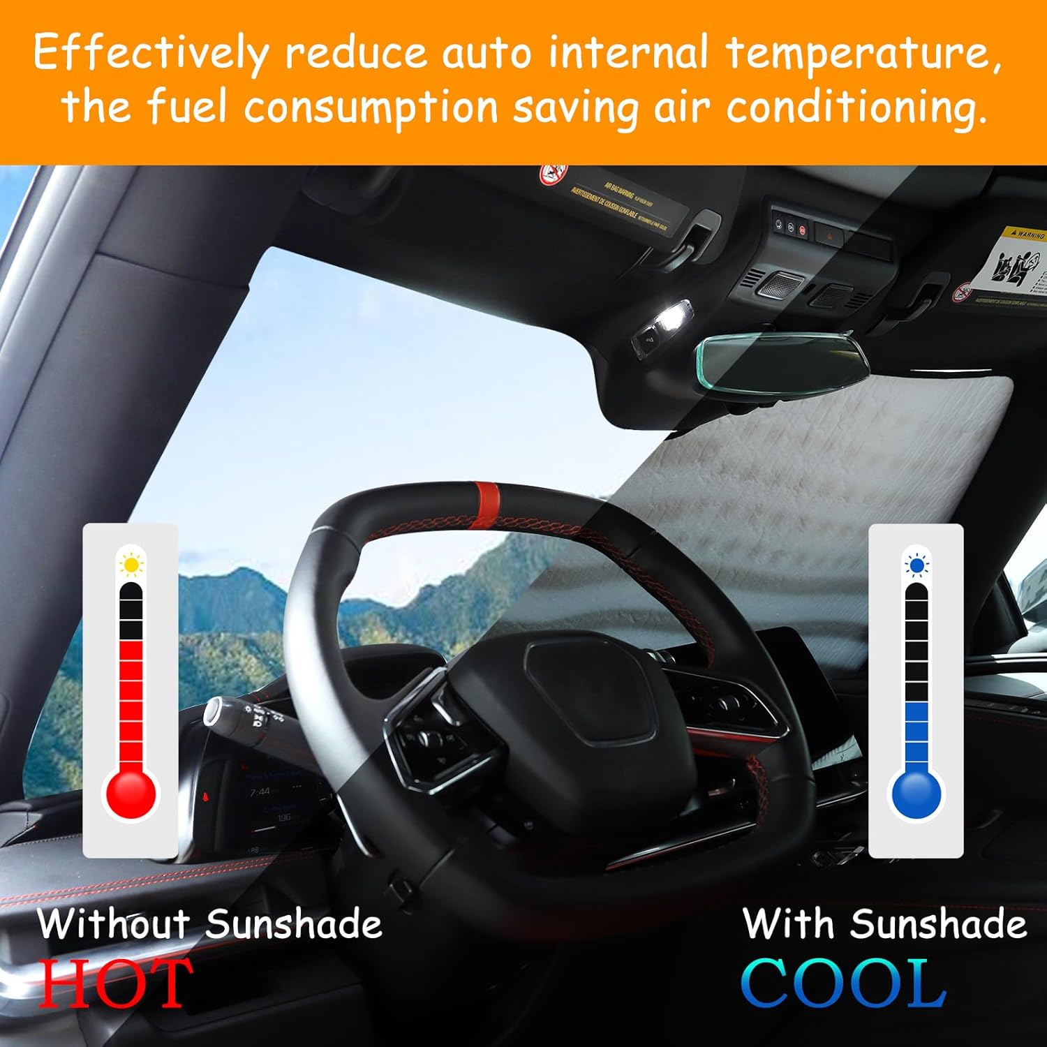 Parasol para parabrisas compatible con Chevrolet Corvette C8 2020-2023, parasol plegable para ventana delantera, viseras de protección solar