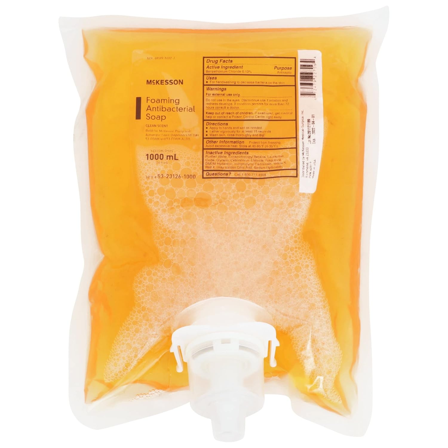 McKesson Jabón de manos espumoso – Recambio dispensador de 33.8 fl oz – Aroma limpio, 4 unidades