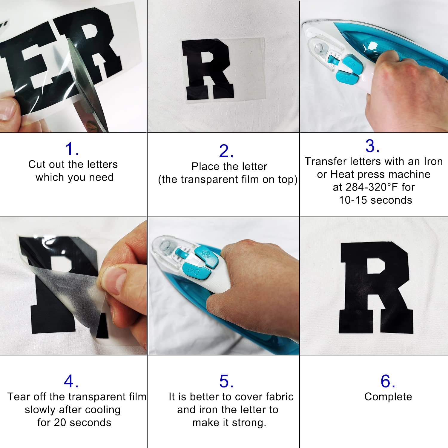 504 letras y números termotransferibles de 1 pulgada para planchar con números de alfabetos, letras de vinilo para bricolaje para camisetas