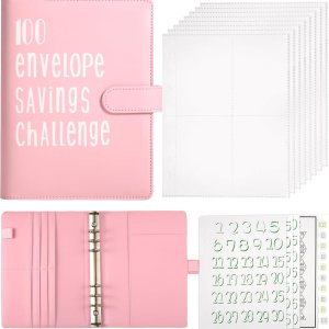 Libro de desafíos de ahorro de dinero con 100 sobres, carpeta de presupuesto A5 con 100 bolsillos, calcomanías de números y una hoja de rastreo, Libro de desafíos de ahorro de dinero con 100 sobres, carpeta de presupuesto A5 con 100 bolsillos, calcomanías de números y una hoja de rastreo,