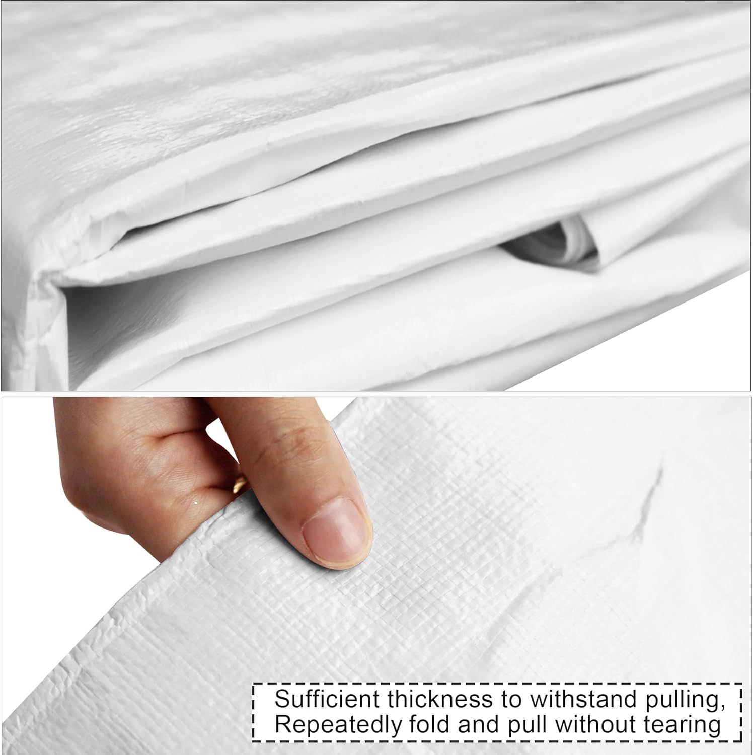 Cubierta de lona de polietileno blanco resistente de 0.394 in – Gruesa impermeable, resistente a los rayos UV, duradera, resistente a la intemperie,
