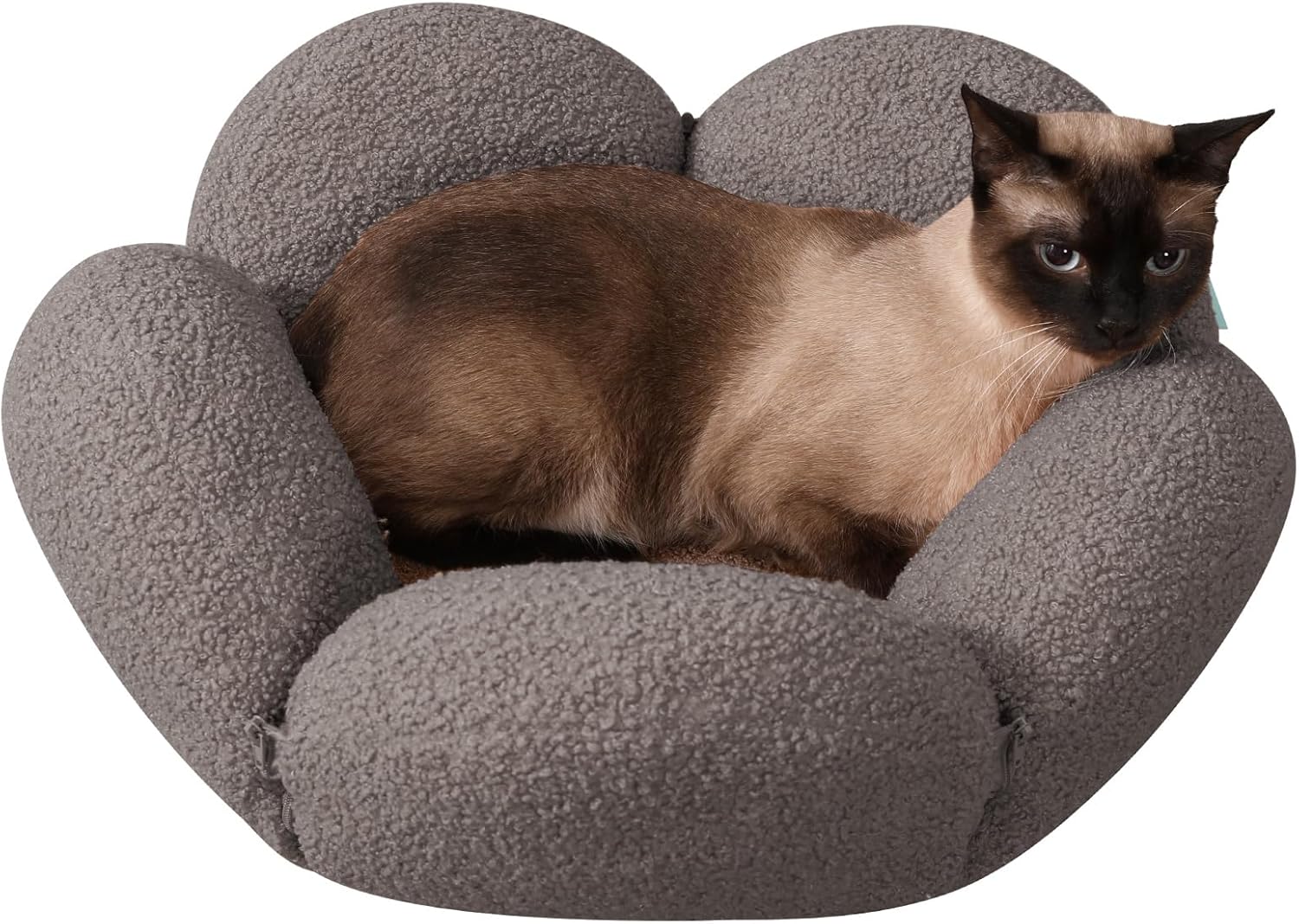 Cama de flores para gatos, alfombrilla redonda versátil 2 en 1 para mascotas en sherpa de peluche, bonita cama para perros pequeños, 23 x 23 x 8