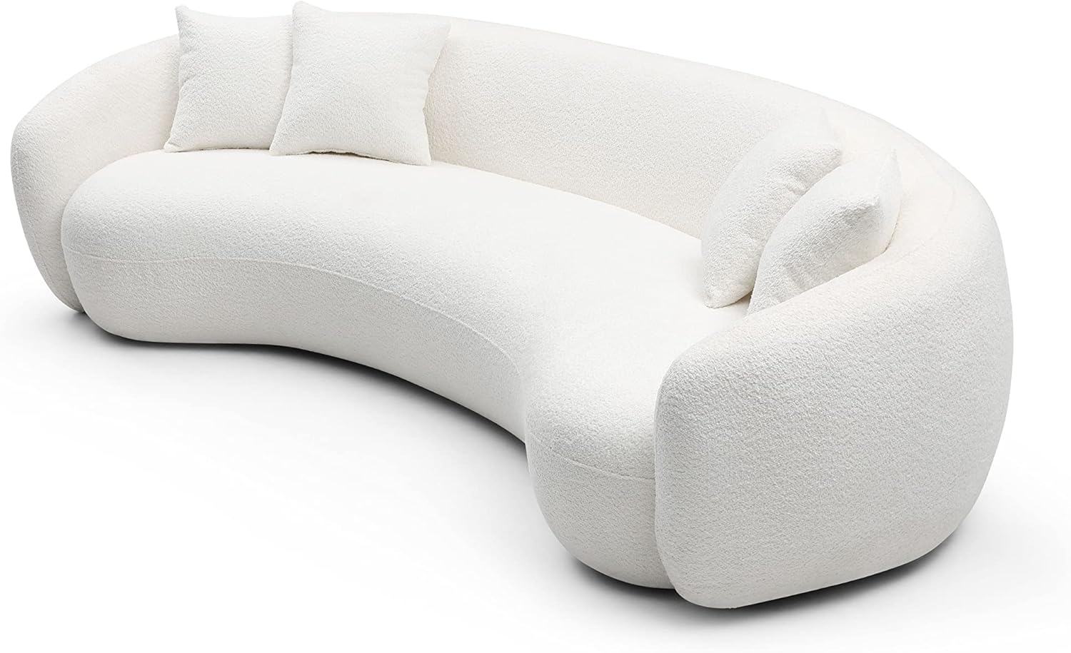 JUSTONE Sofá de sala de estar curvado moderno de mediados de siglo de 101 pulgadas, sofá de tela Boucle de 4 asientos para dormitorio, oficina,
