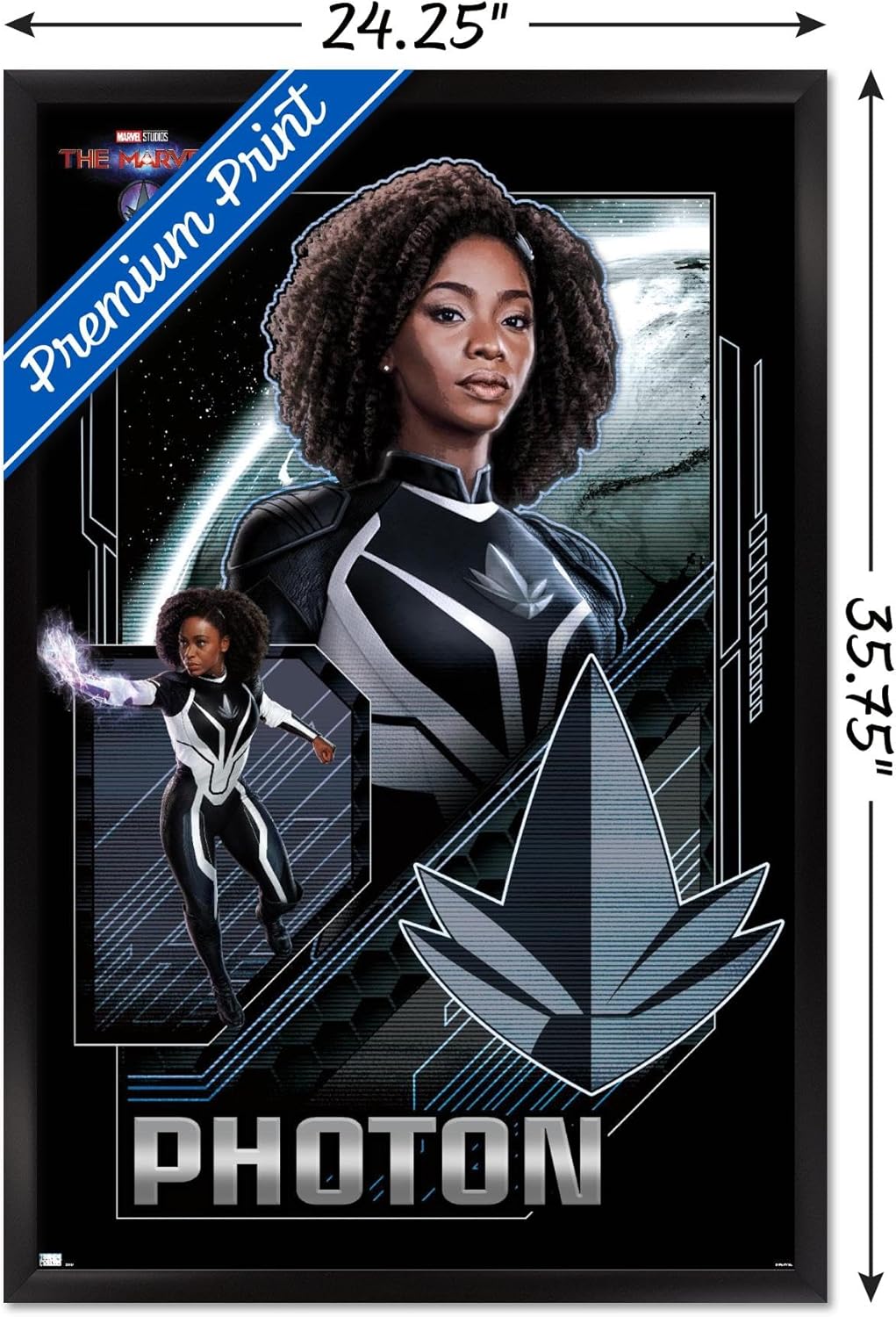 Trends International Marvel The Marvels – Póster de pared con fotón, 22.37 x 34.00 pulgadas, versión enmarcada en negro