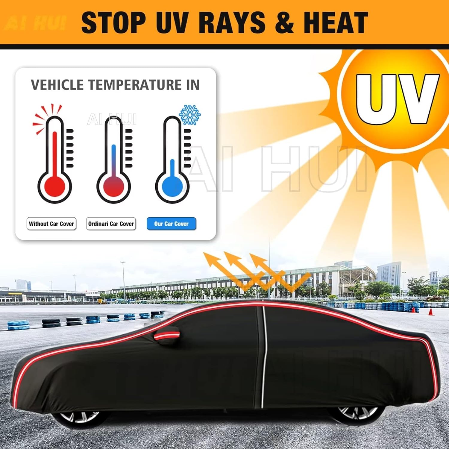 AI HUI Funda impermeable para automóvil compatible con Nissan NP300 Navara, cubierta impermeable para todo tipo de clima, para automóviles,