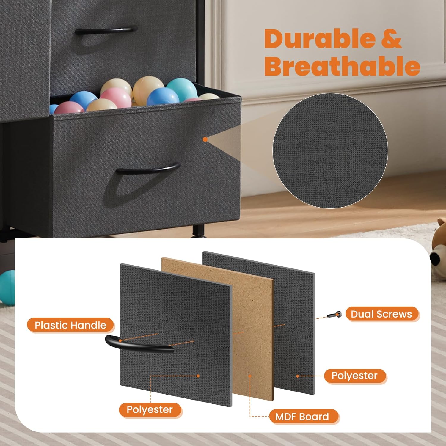 Sweetcrispy Cómoda de 8 cajones para dormitorio, muebles de habitación de niños, torre de pecho alto, unidades organizadoras de almacenamiento para